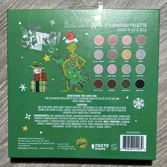 The Grinch 5 item Eyeshadow Palette Blush Highlighter Lip Oils Set Brush Set - Picture 7 of 14